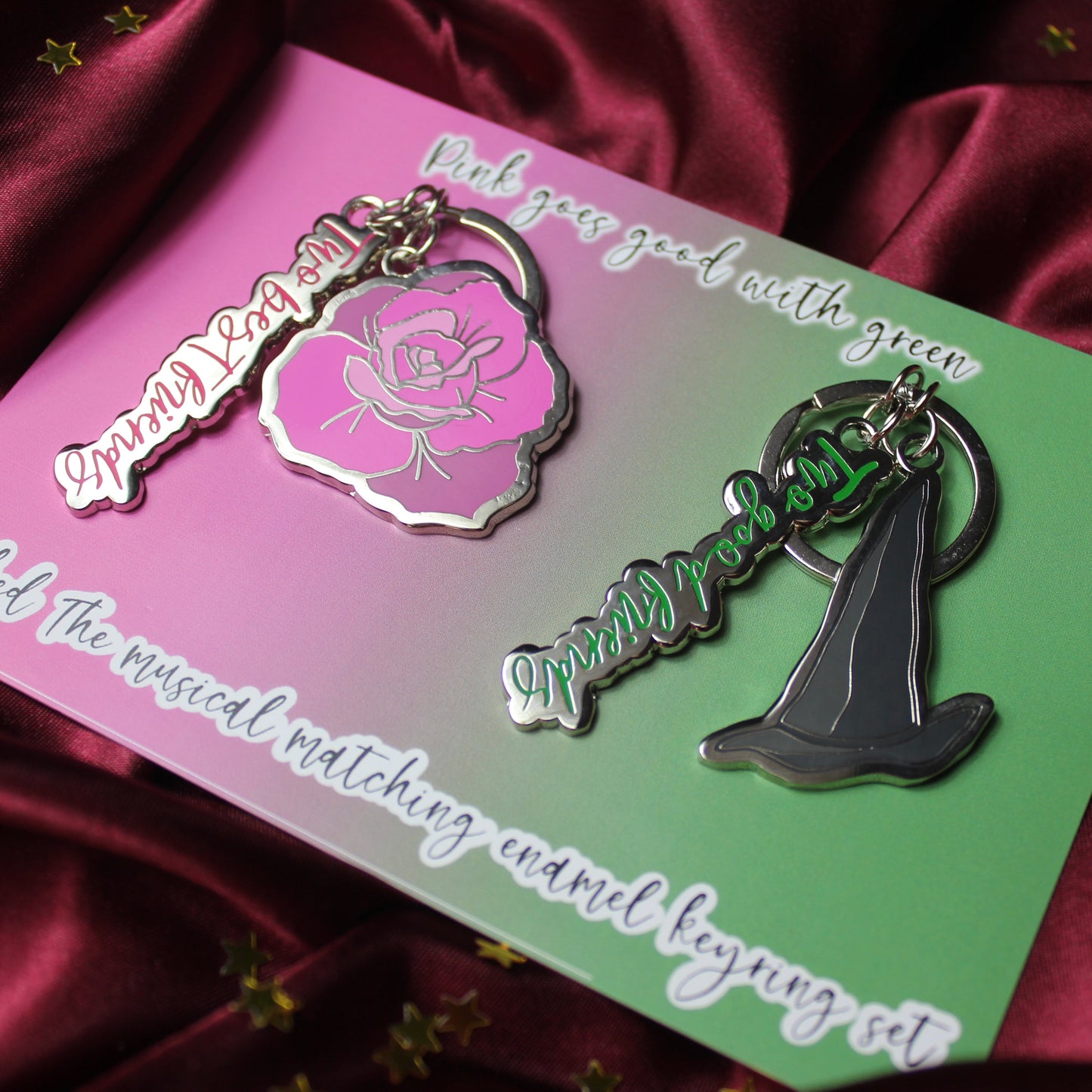 Wicked The Musical Elphaba and Glinda Matching Hard Enamel Keyring Set
