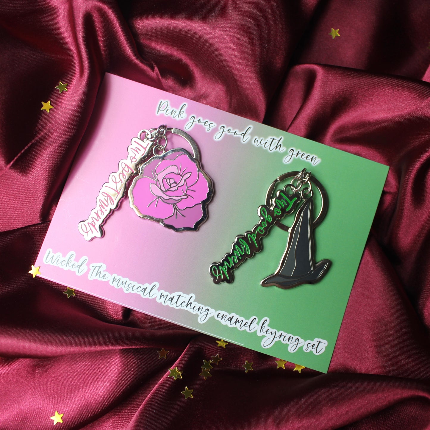 Wicked The Musical Elphaba and Glinda Matching Hard Enamel Keyring Set