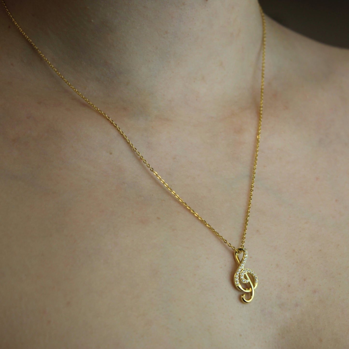 Treble Clef Cubic Zirconia Necklace
