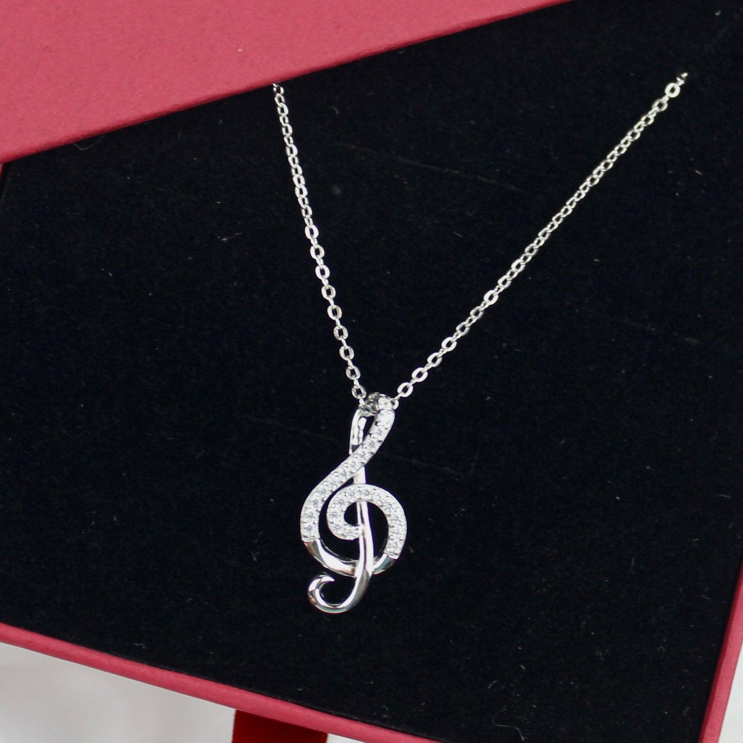Treble Clef Cubic Zirconia Necklace