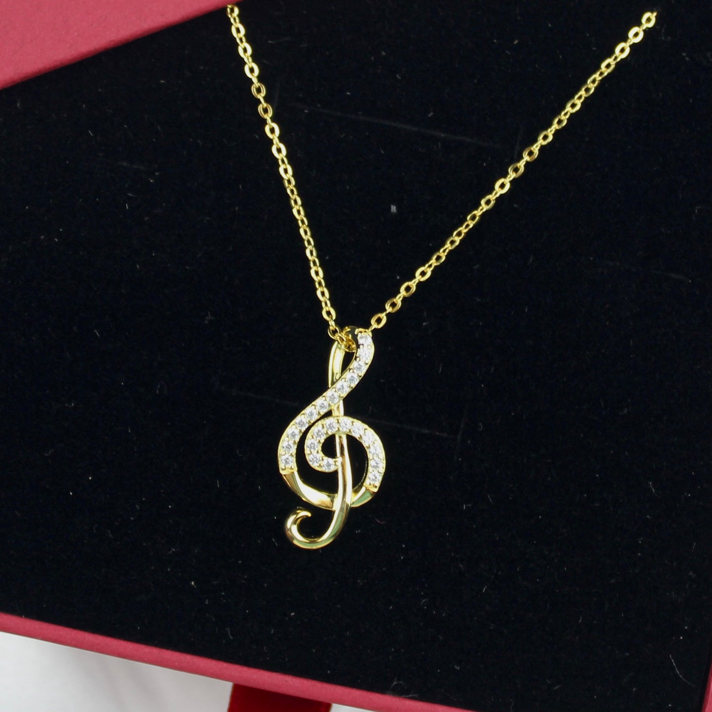 Treble Clef Cubic Zirconia Necklace
