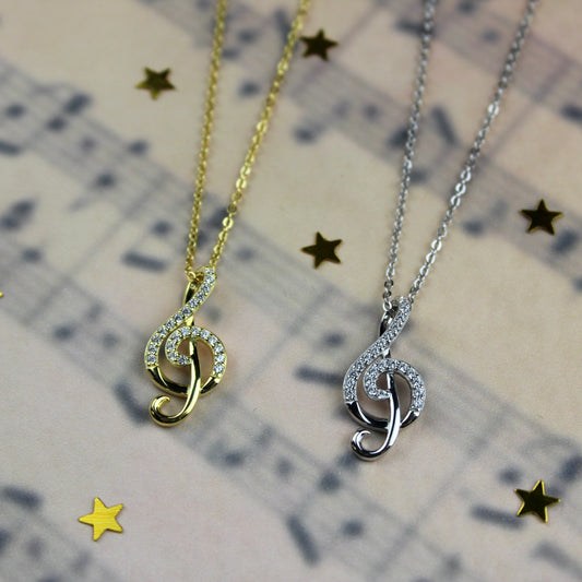 Treble Clef Cubic Zirconia Necklace