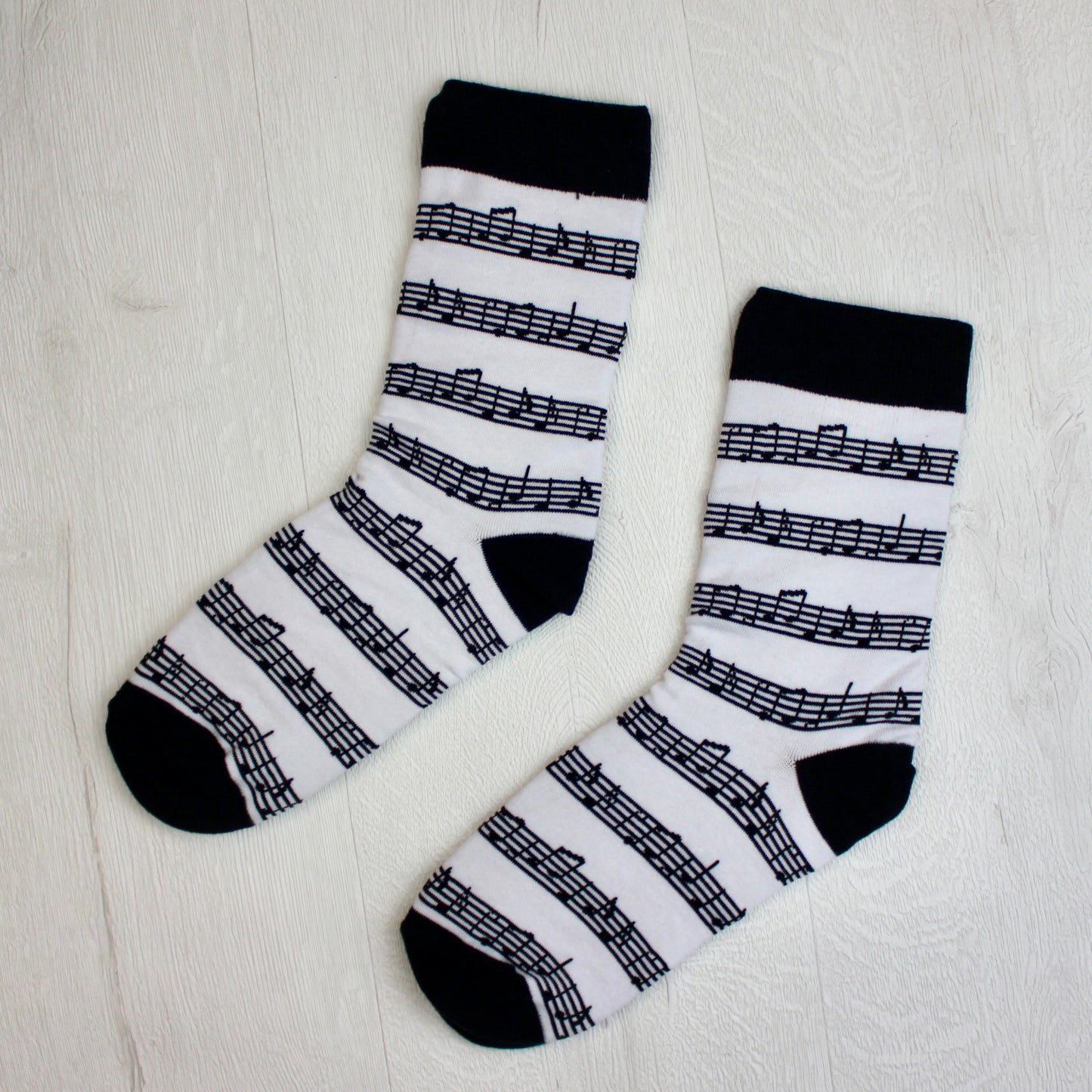 Black and White Music Note Socks