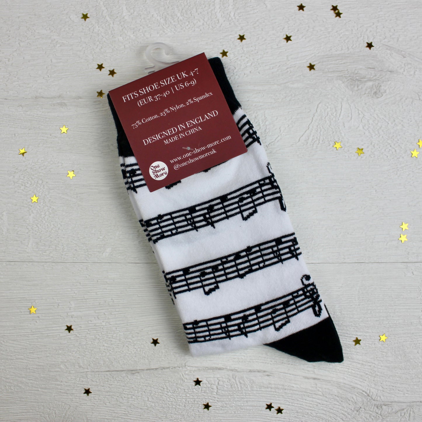 Black and White Music Note Socks