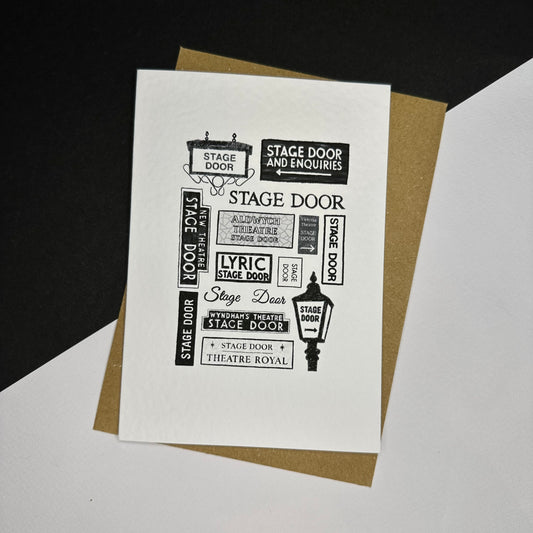 Stage Door Signs Greetings Card