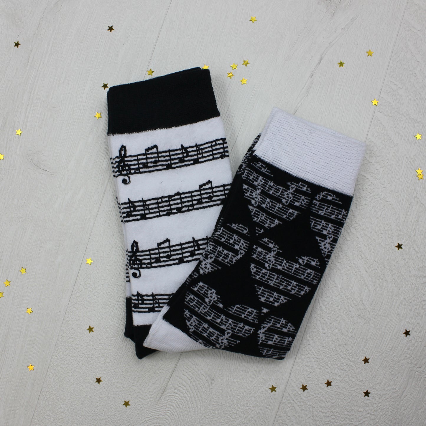 Black and White Music Note Socks