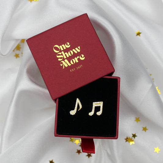 Mismatched Music Note Cubic Zirconia Earrings
