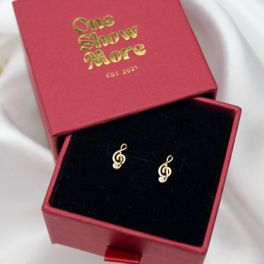 Treble Clef Cubic Zirconia Earrings