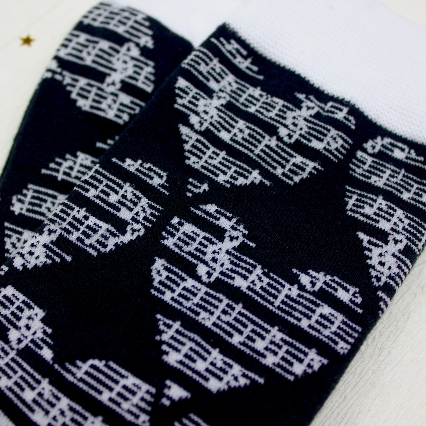Black and White Music Note Socks