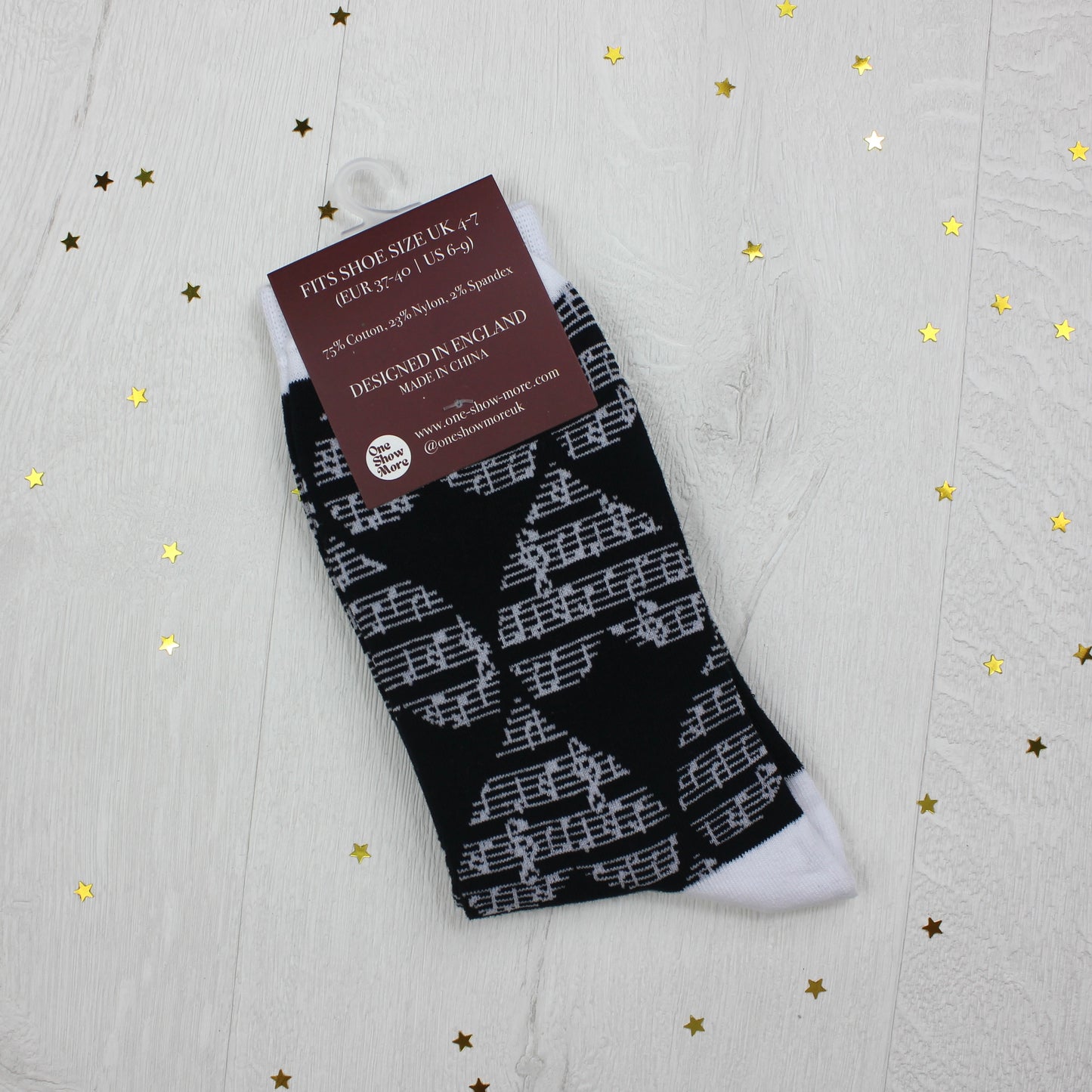 Black and White Music Note Socks
