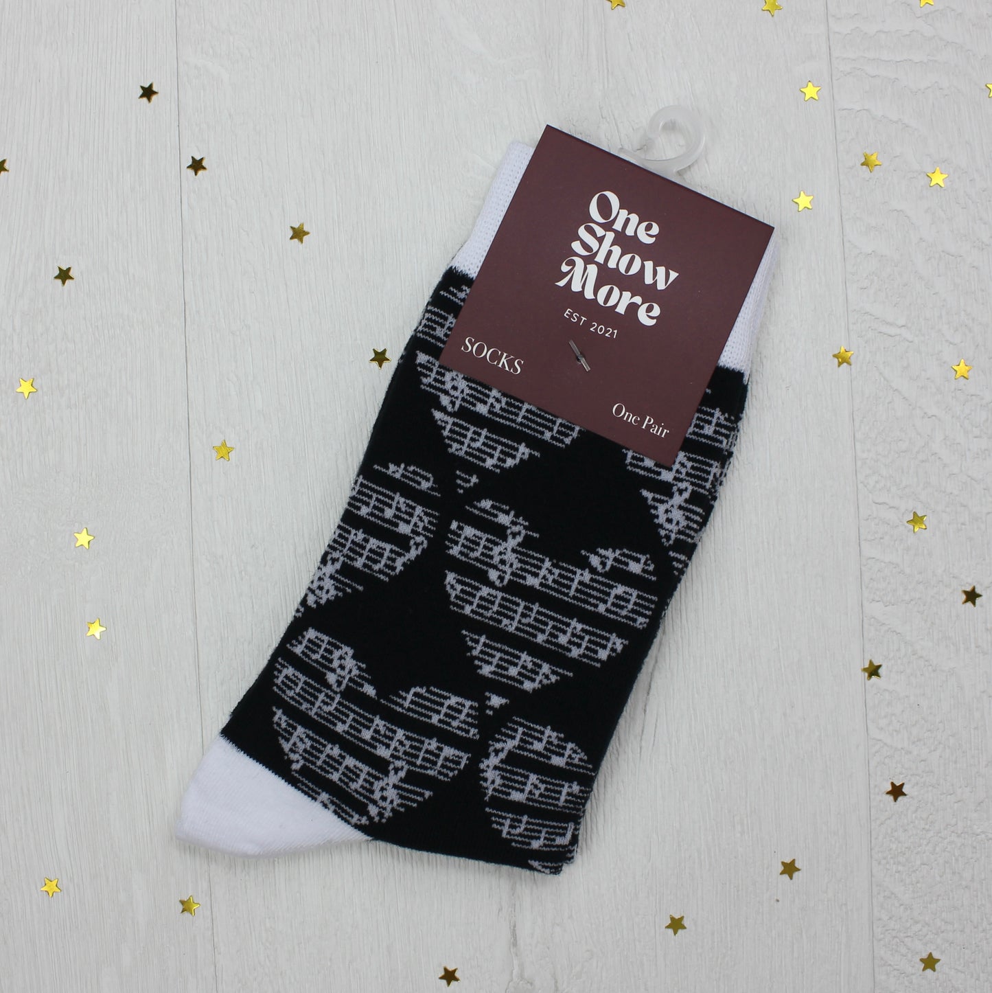 Black and White Music Note Socks
