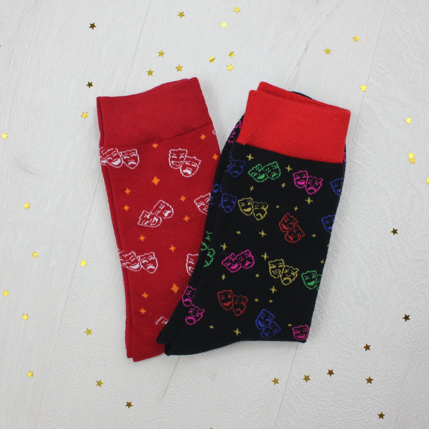 Theatre Comedy and Tragedy Masks Socks