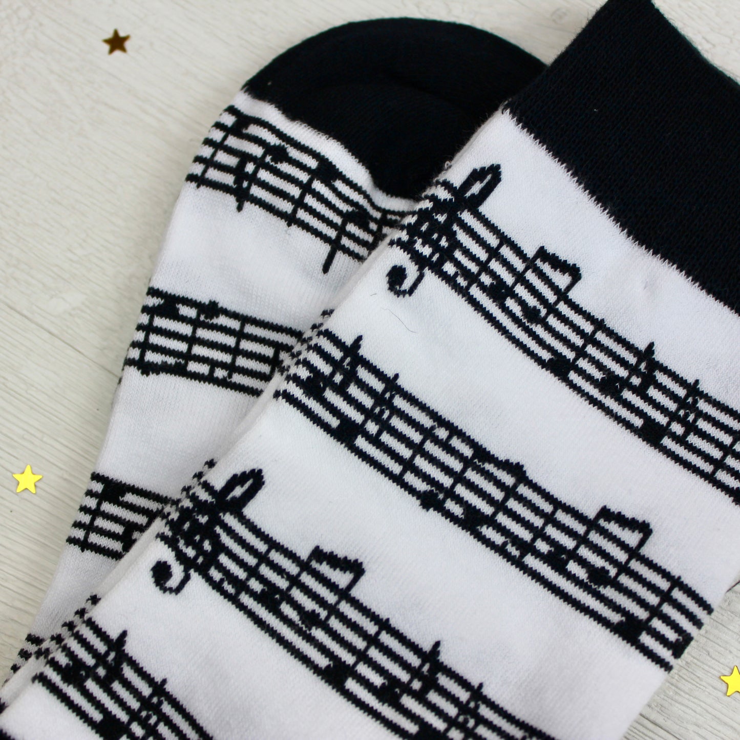 Black and White Music Note Socks