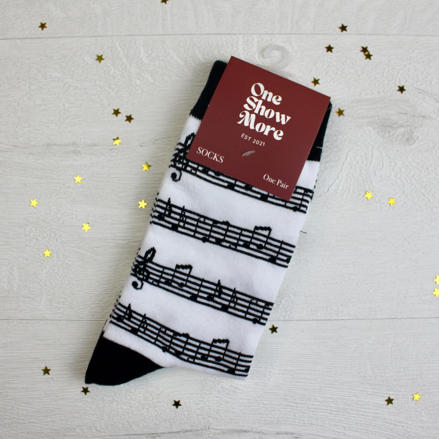 Black and White Music Note Socks