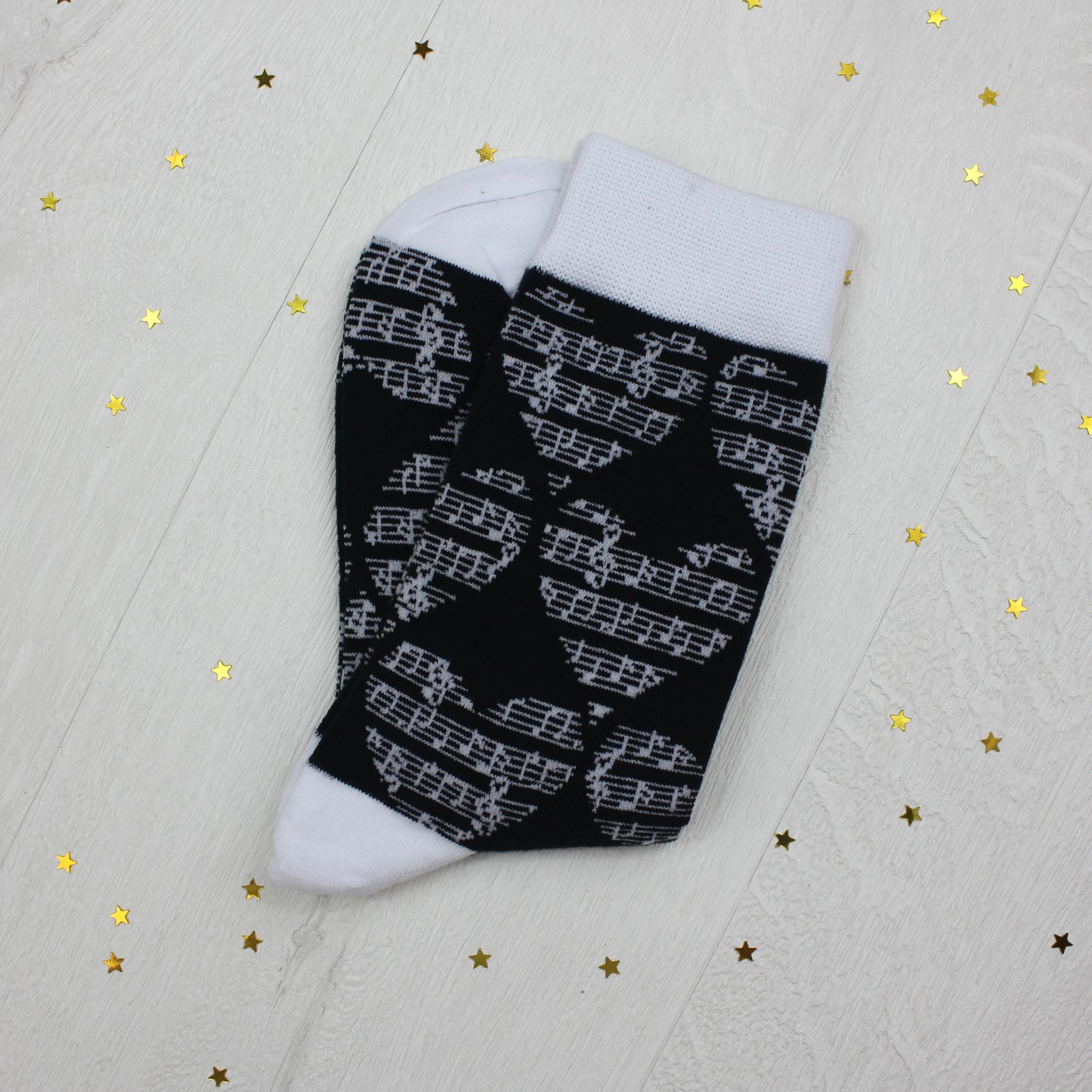 Black and White Music Note Socks