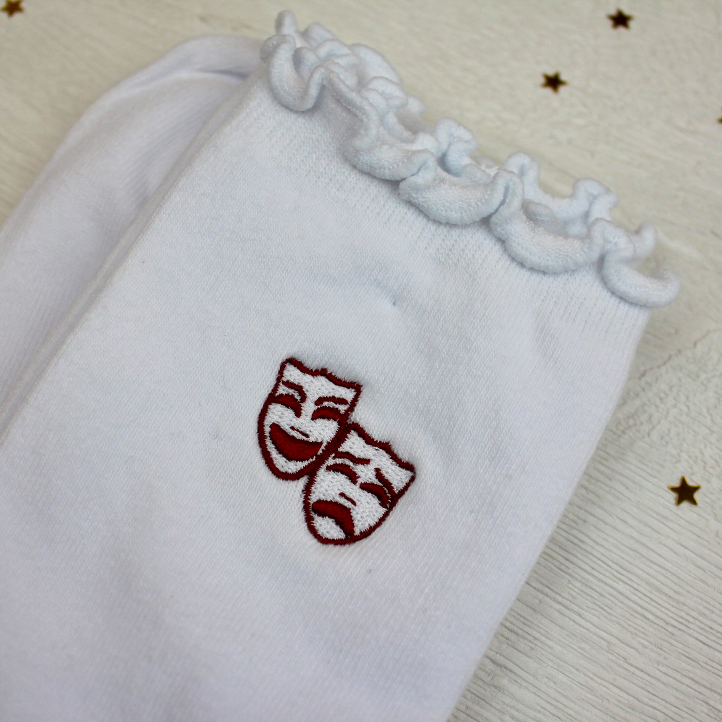 White Embroidered Frilly Theatre Socks