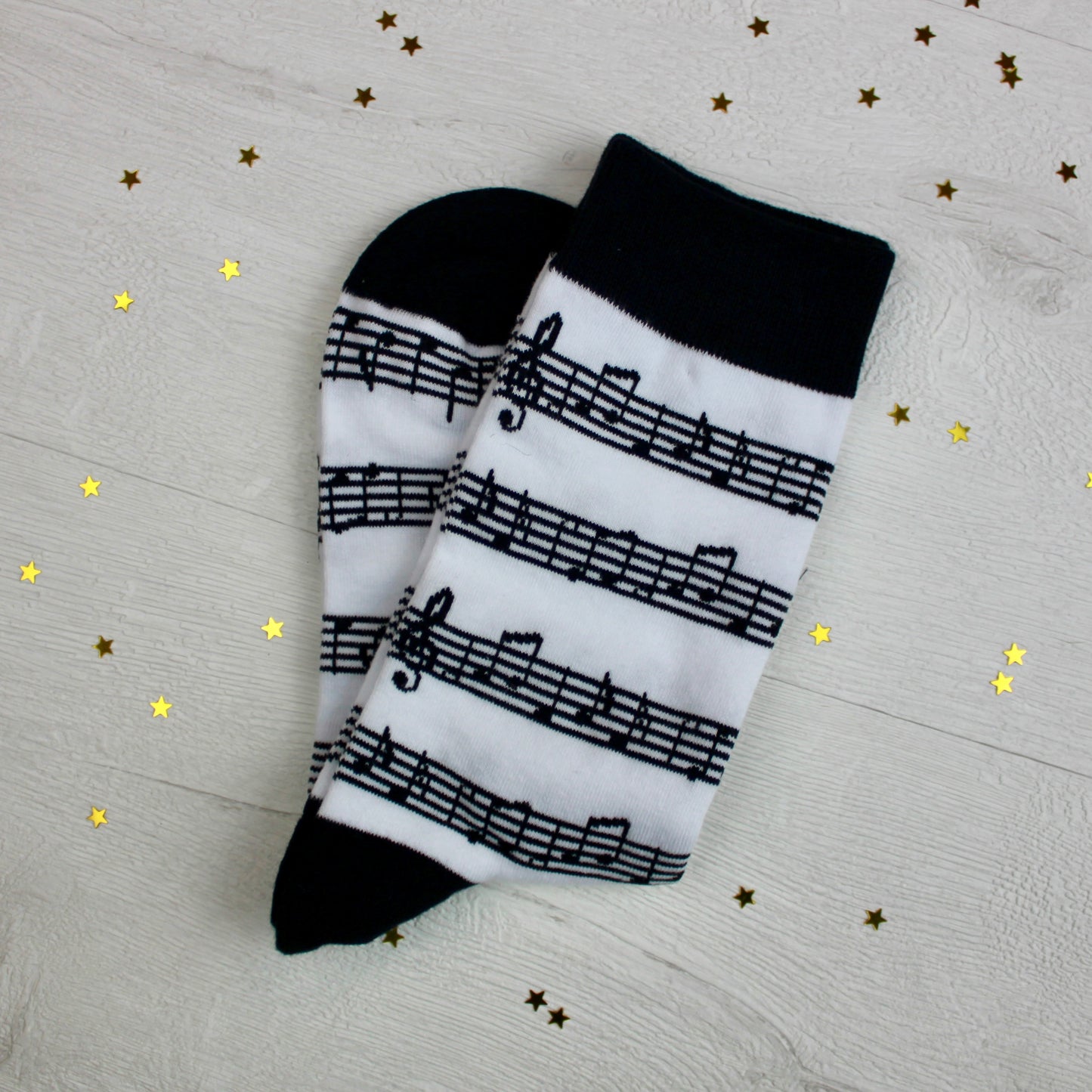 Black and White Music Note Socks