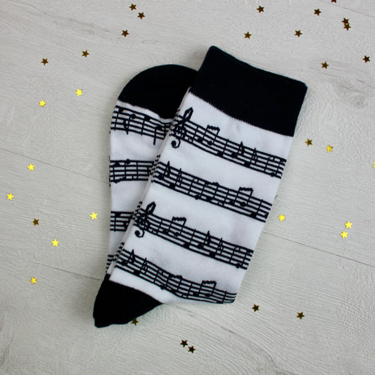 Black and White Music Note Socks