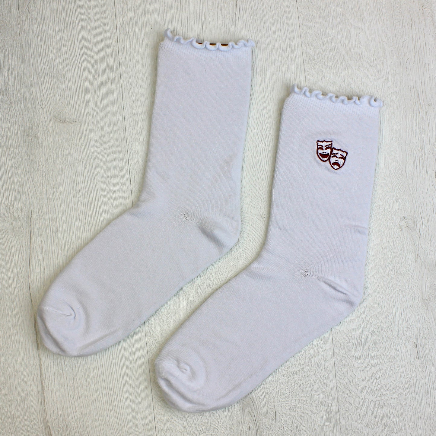 White Embroidered Frilly Theatre Socks