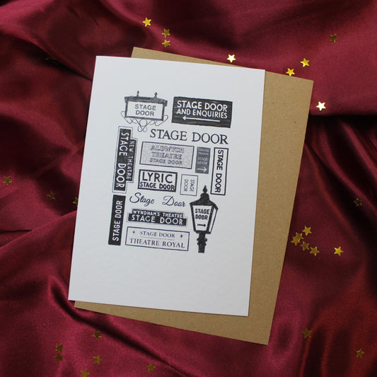 Stage Door Signs Greetings Card