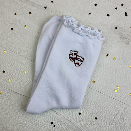 White Embroidered Frilly Theatre Socks
