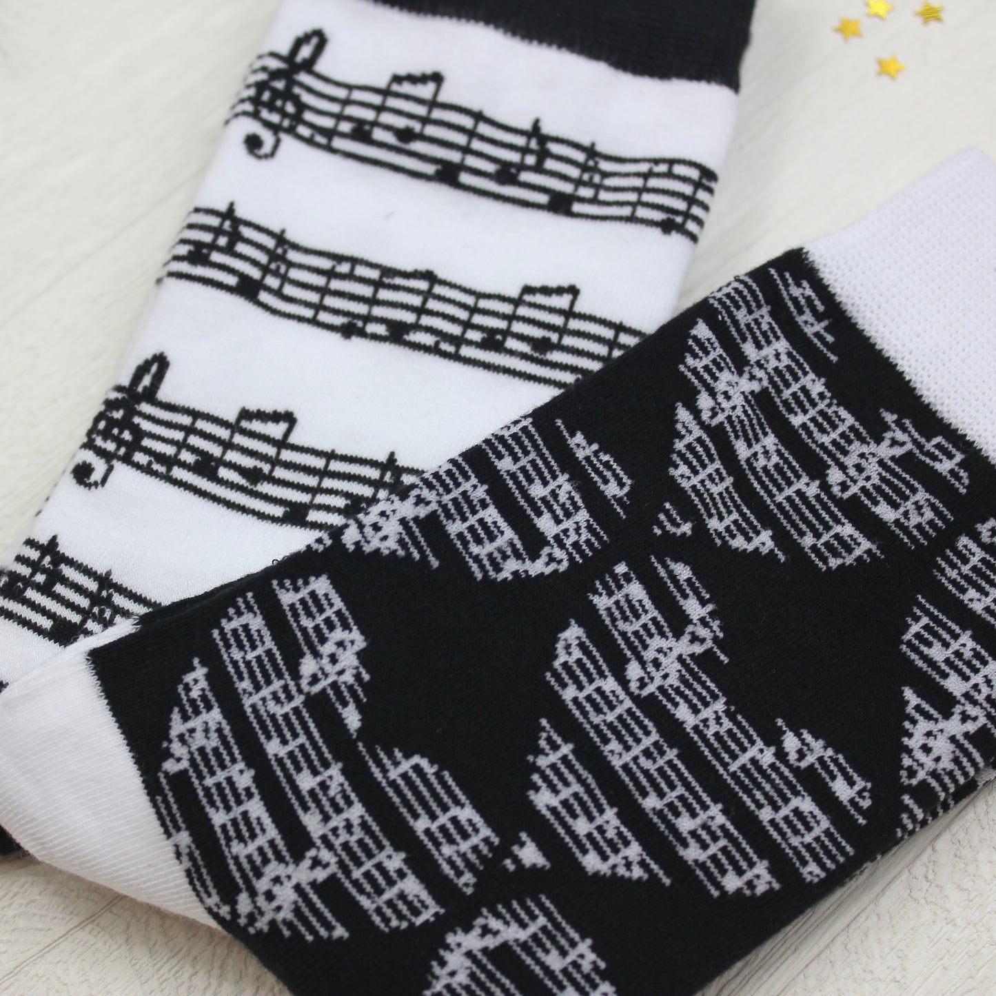 Black and White Music Note Socks