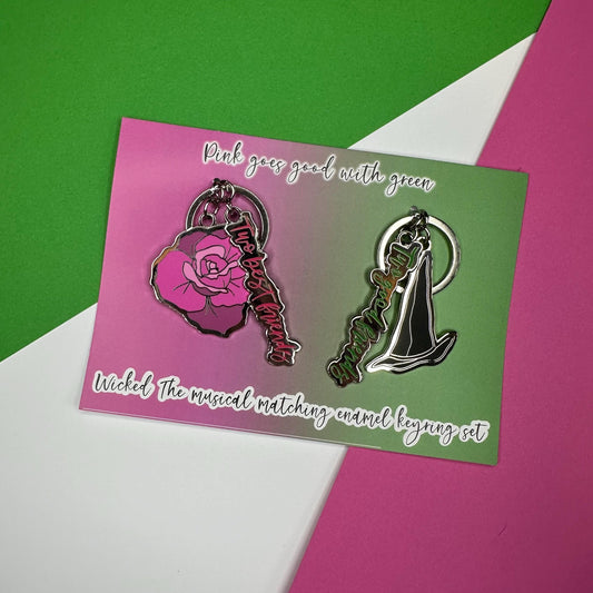 Wicked The Musical Elphaba and Glinda Matching Hard Enamel Keyring Set